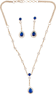 GEMRON JEWEL Brass Rhodium Blue Jewellery Set(Pack of 1)