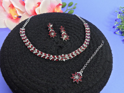 VATSALYA creation Alloy Gold-plated Maroon Jewellery Set(Pack of 1)