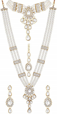 White pearl Alloy Gold-plated White Jewellery Set(Pack of 1)