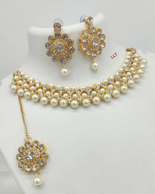 naitika arts Alloy Gold-plated White Jewellery Set(Pack of 1)