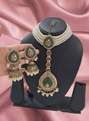Yanshika Alloy Gold-plated Green Jewellery Set(Pack of 4)