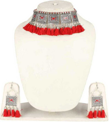 house of common Oxidised Silver Red, Silver Jewellery Set(Pack of 1)