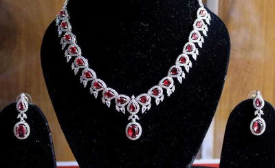 DENICRAAS Alloy Silver Red, White Jewellery Set(Pack of 1)