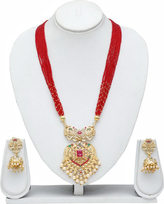 shivay enterprise Alloy Gold-plated Red Jewellery Set(Pack of 1)