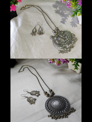 Krivaan Fashion Store Oxidised Silver, Alloy Silver, Black Silver Silver Jewellery Set(Pack of 2)