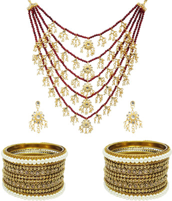 Chrishan Alloy Gold-plated Maroon, Gold Jewellery Set(Pack of 1)