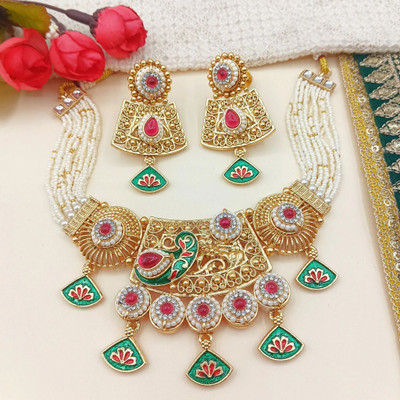 NANDAI Alloy Gold, Green Jewellery Set(Pack of 1)