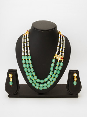 AADITA Brass Gold-plated Green Jewellery Set(Pack of 1)