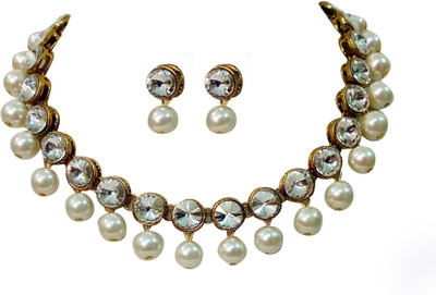 DHIVARA Brass White Jewellery Set(Pack of 1)