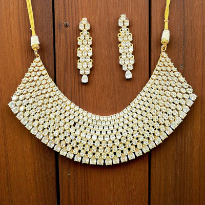 Aroras Bridal & Fashion Jewellery Copper Rhodium Gold Jewellery Set(Pack of 1)