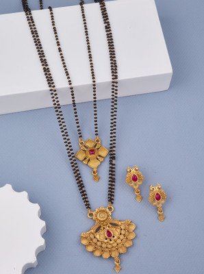 house of common Brass Gold-plated Gold, Black Jewellery Set(Pack of 2)