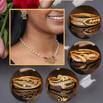 REEWAZIMPERIAL Brass Gold-plated Red, Gold, White Jewellery Set(Pack of 5)