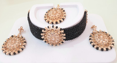 house of common Alloy Gold-plated Black Jewellery Set(Pack of 1)