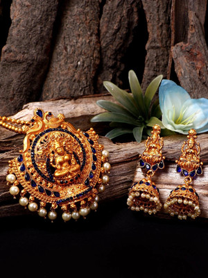 BHANA STYLE Alloy Gold-plated Blue Jewellery Set(Pack of 1)