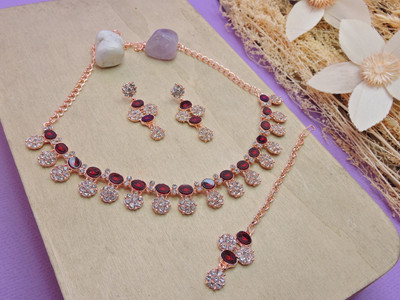 VATSALYA creation Alloy Gold-plated Maroon Jewellery Set(Pack of 1)
