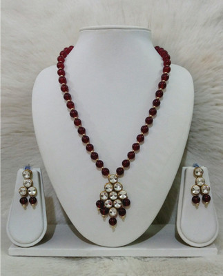 JN Handicraft Brass Copper Maroon Jewellery Set(Pack of 1)