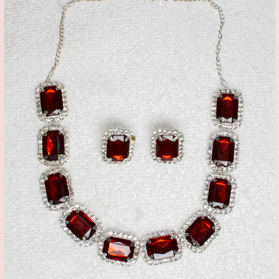 Nifty Brass Silver Red Jewellery Set(Pack of 3)