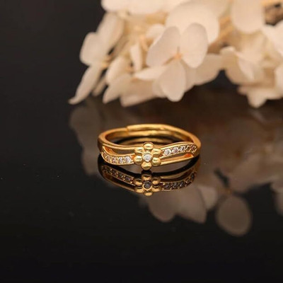 Divastri 1 Adjustable ring Alloy Diamond Gold Plated Ring