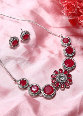 DEGHLAM Alloy Gold-plated Maroon Jewellery Set(Pack of 3)