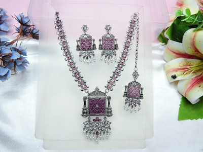 VATSALYA creation Alloy Silver Purple Jewellery Set(Pack of 1)