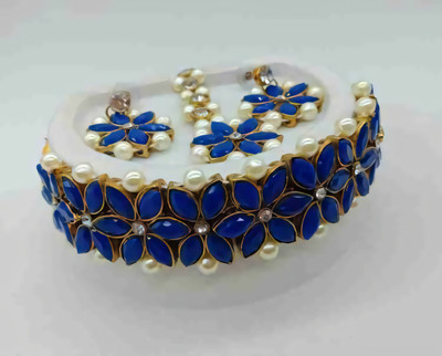 Chikku Copper Gold-plated Blue Jewellery Set(Pack of 1)