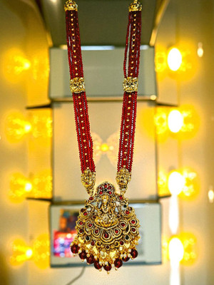 fashion jewellary Brass Gold-plated Red Jewellery Set(Pack of 1)