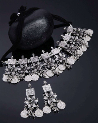 DEGHLAM Alloy Black Silver Silver Jewellery Set(Pack of 1)