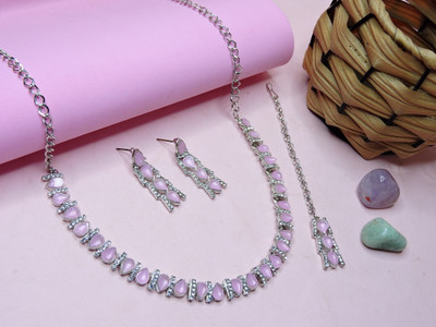 VATSALYA creation Alloy Gold-plated Pink Jewellery Set(Pack of 1)