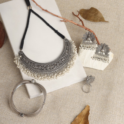 Teejh Alloy Silver Silver Jewellery Set(Pack of 4)