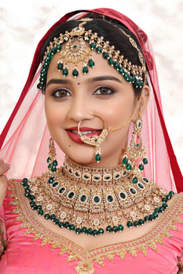 Tulsi Art Jewels Alloy Gold-plated Green Jewellery Set(Pack of 4)