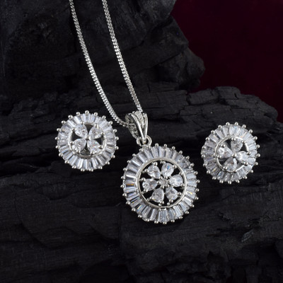 Admier Brass Sterling Silver White Jewellery Set(Pack of 1)