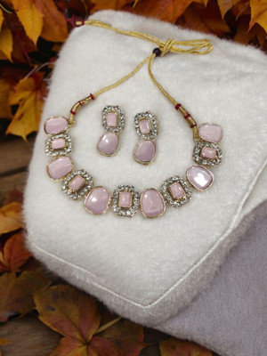 R A Enterprises Alloy Gold-plated Pink Jewellery Set(Pack of 3)