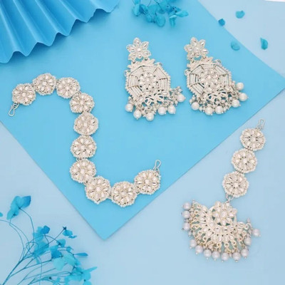 Prime Inclusive Alloy Gold-plated White Jewellery Set(Pack of 1)