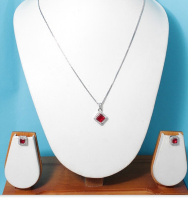 mattrachaya Alloy Sterling Silver Red Jewellery Set(Pack of 2)