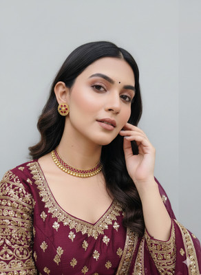 SHARANYA Alloy Red, Gold Jewellery Set(Pack of 1)