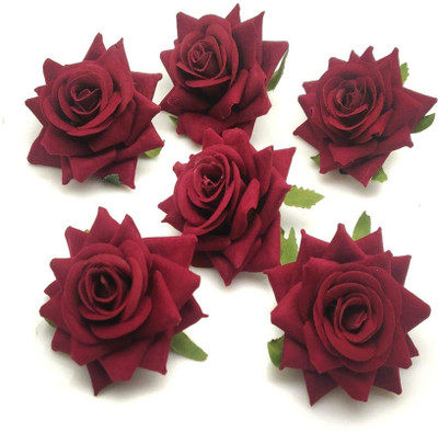 DENICRAAS Artificial Roses for Parties, and Home Decoration Art &Craft,6pieces(Maroon) Jewelry Design Template(Pack of 6)