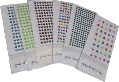 Craftwings Multicolor Stone Pearl Stickers for Art and Craft Activity (Set of 12) Jewelry Design Template(Pack of 12)