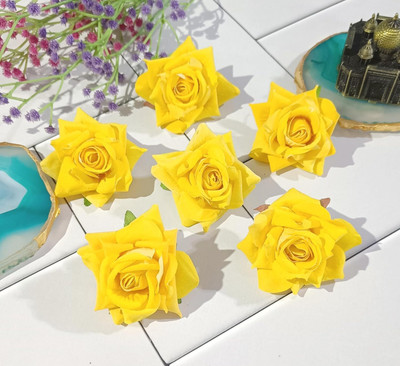 DENICRAAS Artificial Roses for Parties, and Home Decoration Art &Craft,6pieces(Yellow) Jewelry Design Template(Pack of 6)