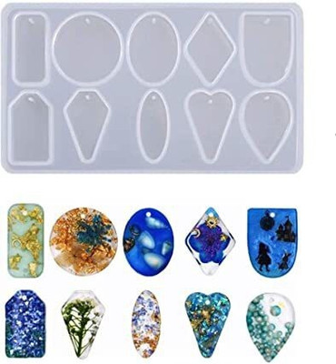 sahabz Jewelry Craft Making Molds Silicone Different Shape Earring Pendant Mould, Epoxy and UV Resin10 cavity Jewelry Design Template(Pack of 10)