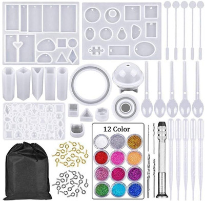 TREXEE 94 Pc Resin Casting Mold Kit, Silicone Jewelry Pendant Mould Making Craft DIY Jewelry Design Template(Pack of 1)