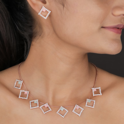 chibra Alloy Rose Gold Jewellery Set(Pack of 1)