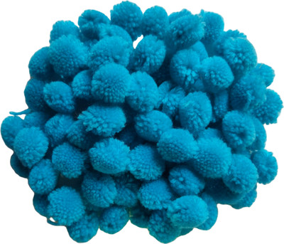 RainbowJunction RAINBOW JUNCTION® 50pcs Round Shaped Soft Fluffy Pompom for Art and Craft (Blue,2cm)