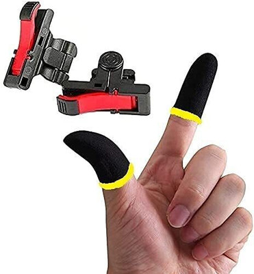 Ancestors Combo Pack Of Pubg Mobile Gaming Controller Sensitive Aim and Fire Red Black Triggers L1 R1 Button Mobile Gamepad (2PAIR) Finger Sleeve WITH (1POUCH) for Pubg/Free Fire/Cod Mobile  Joystick(Red&Black Triggers, Black Pouch, For Mac OS)