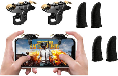 FKU Blue Shark PUBG Game Controller Gamepad Joystick L1 R1 Metal Trigger WITH ( 2 Pair) Finger sleeve Free Fire Shooting Gamepad For IOS Android Mobile Phone  Joystick(Multicolor, For PC)