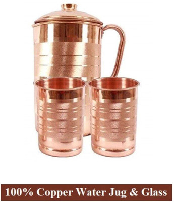 PINNU 1.5 ltr Joint Free Leak Proof Jug Glass Set(COPPER)