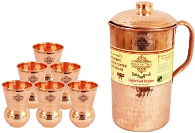 IndianArtVilla IAV-CCB-DW-263 Jug Glass Set(Copper)