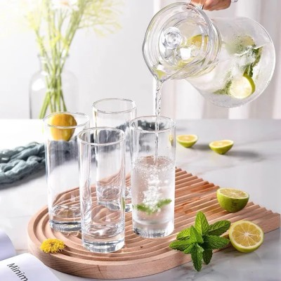 S1Store Round Jug 1.3litter, Round Jug Glass Set 250ml, Premium Royal Design Lemon Set h Jug Glass Set(glass)