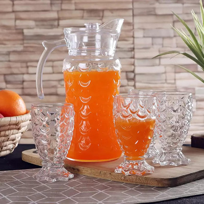 Red-Rubby remium Water and Juice Glasses Set of 6 and Jug Set Combo Jug Glass Set(glass)