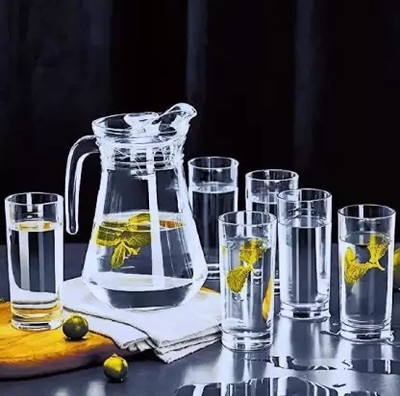 T R Creation Italian Premium 6 pcs and 1 Water Juice jug Set Combo Jug Glass Set(Glass)