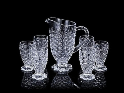 DSRPC Pineapple design crystal glass water juice jug with glasses Jug Glass Set(Glass)